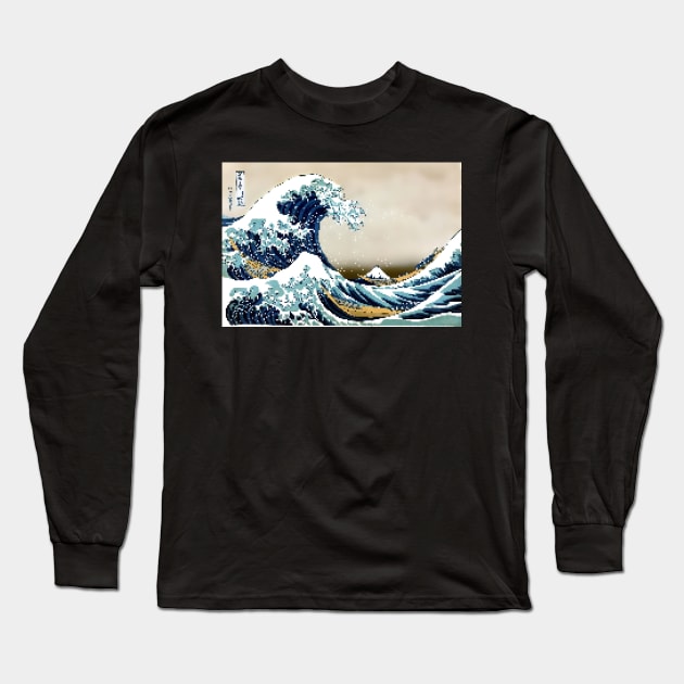 Great wave pixel Long Sleeve T-Shirt by pixe.led